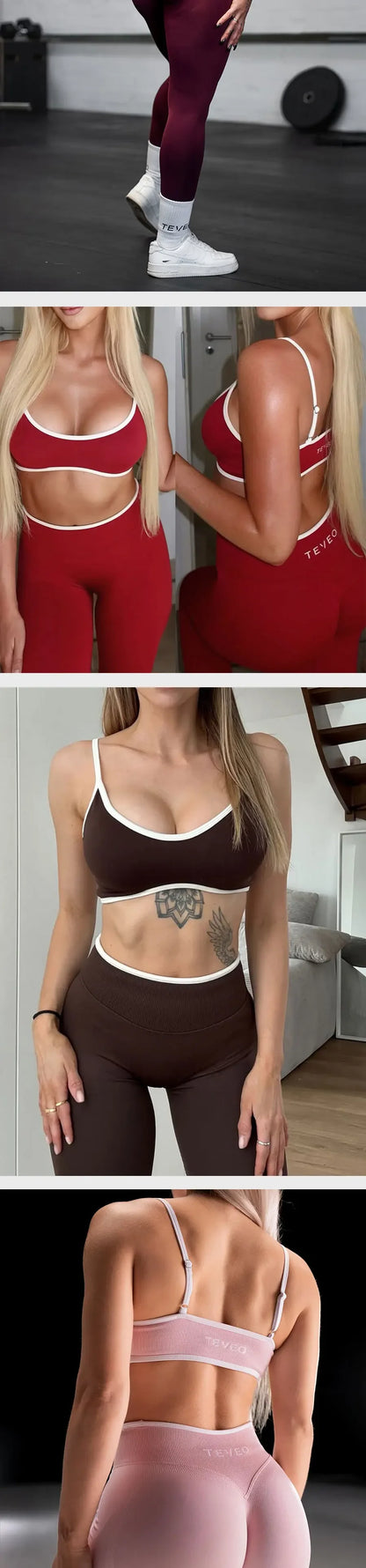 Conjunto Deportivo Seamless Teveo – Leggings + Sujetador Mujer